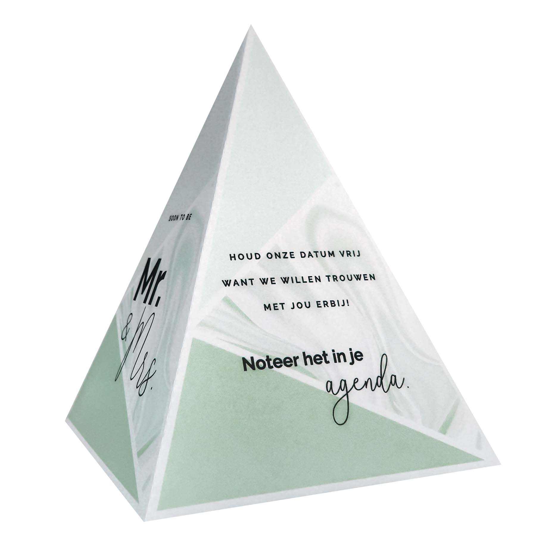 Tipi save-the-date kaart met mint marmer Tipi save-the-date kaart met mint marmer