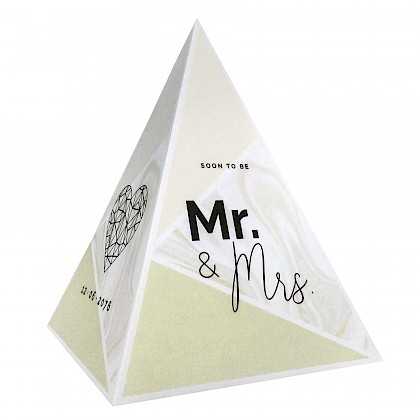 Tipi save-the-date kaart met geel marmer