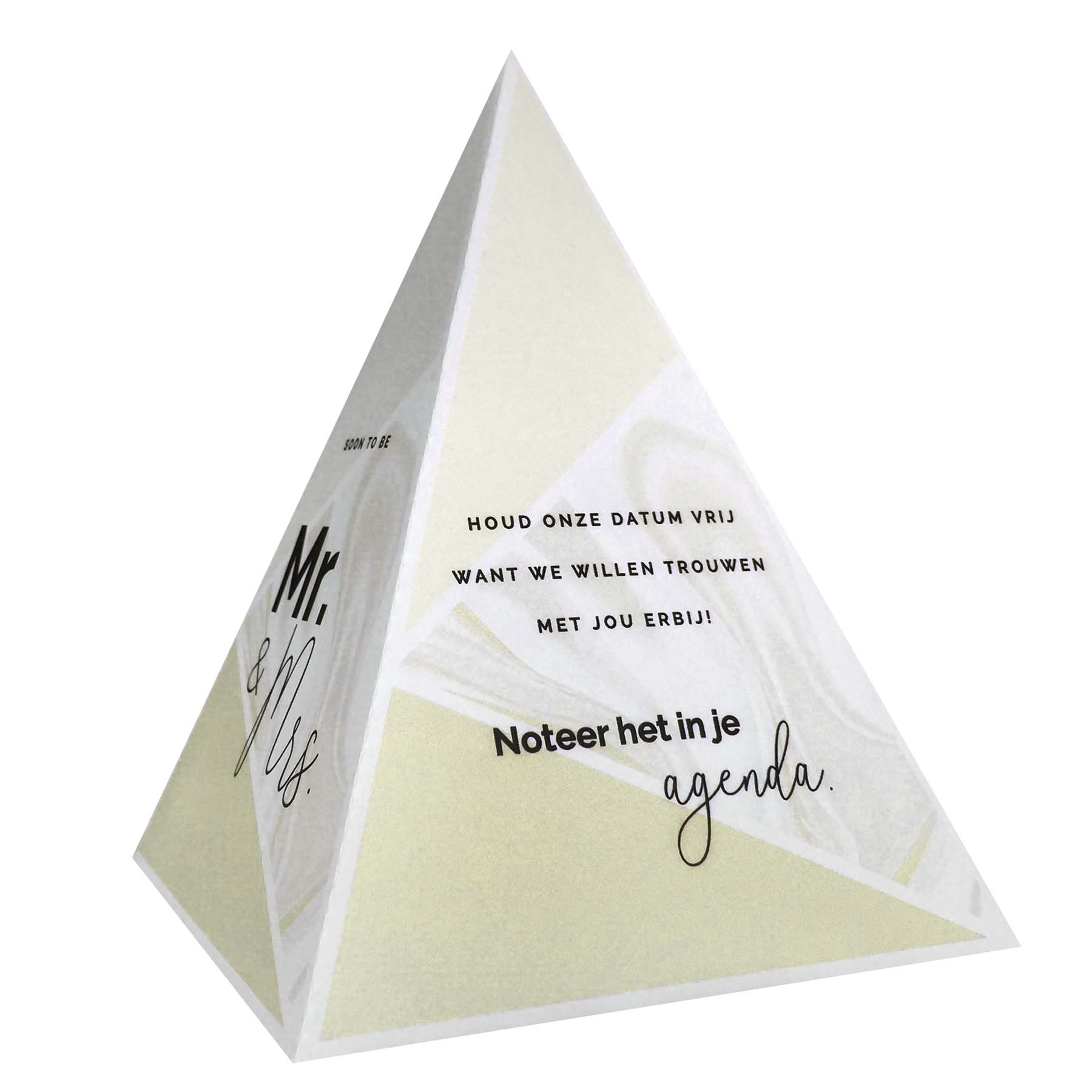 Tipi save-the-date kaart met geel marmer Tipi save-the-date kaart met geel marmer