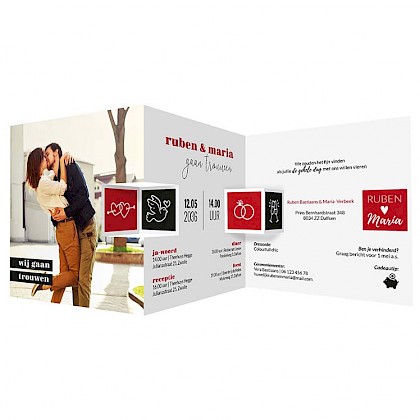 Drieluik trouwkaart met foto Drieluik trouwkaart met foto