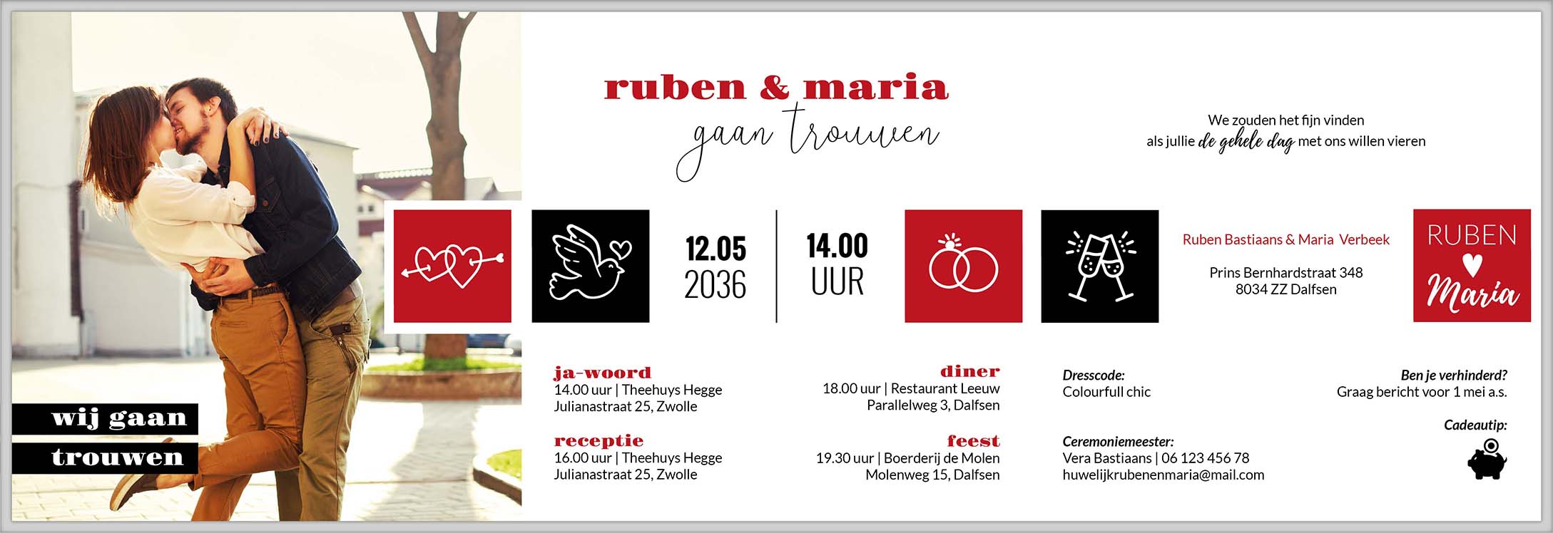 Drieluik trouwkaart met foto Drieluik trouwkaart met foto