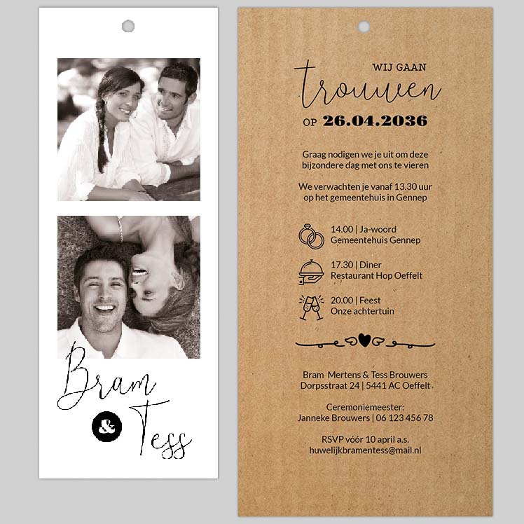 Trouwkaart stapelkaartje met foto Trouwkaart stapelkaartje met foto