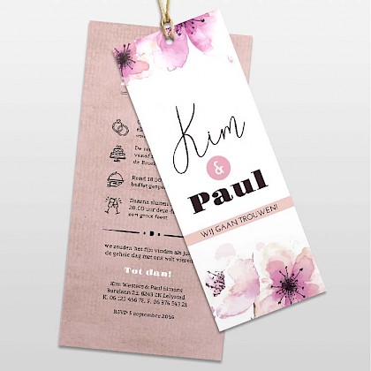 Trouwkaart stapelkaartje met bloemen