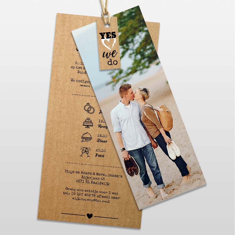 Kartonlook trouwkaart met foto Kartonlook trouwkaart met foto