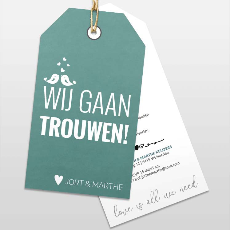 Labelkaart 'wij gaan trouwen' Labelkaart 'wij gaan trouwen'