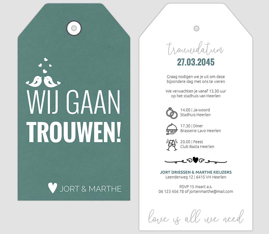 Labelkaart 'wij gaan trouwen' Labelkaart 'wij gaan trouwen'
