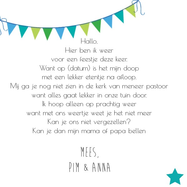 Kaartje "Doopfeest wolkje blauw" Kaartje "Doopfeest wolkje blauw"