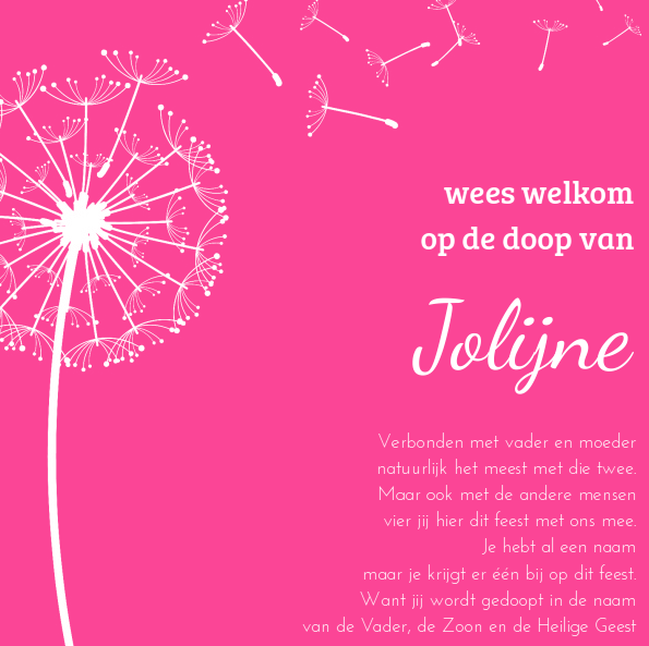 Kaartje "Paardenbloem roze" Kaartje "Paardenbloem roze"