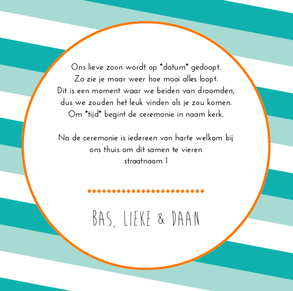 Kaartje "Doopkaart blauw gestreept" Kaartje "Doopkaart blauw gestreept"