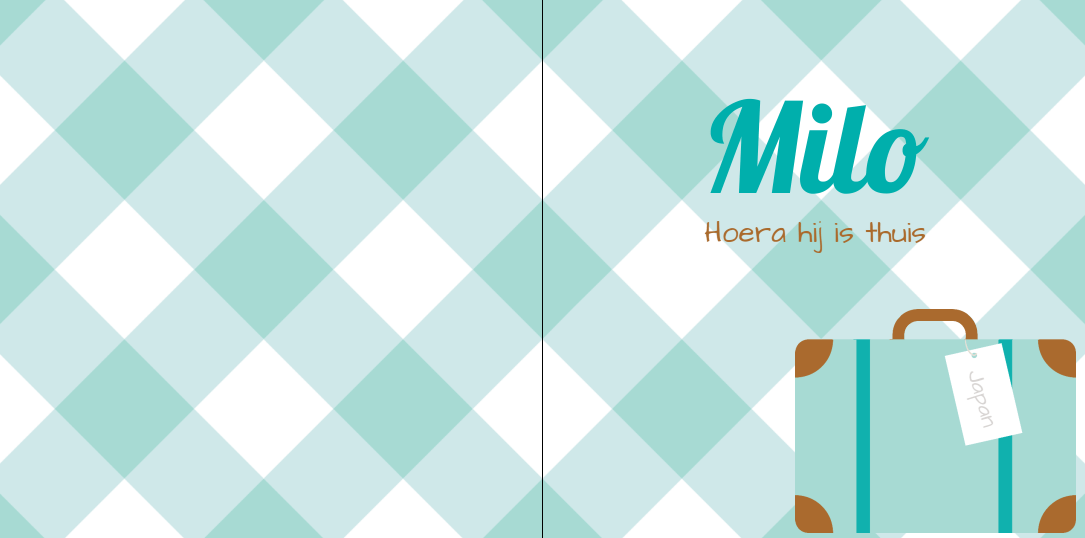 Gevouwen adoptiekaart "Blauwe koffer" Gevouwen adoptiekaart "Blauwe koffer"