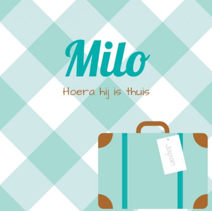 Gevouwen adoptiekaart "Blauwe koffer"