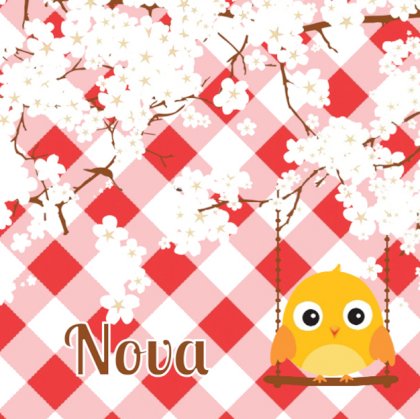 Gevouwen adoptiekaart "Bloesem met geel vogeltje" Gevouwen adoptiekaart "Bloesem met geel vogeltje"