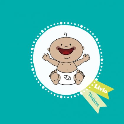 Gevouwen adoptiekaart "Baby in vaantje blauw"