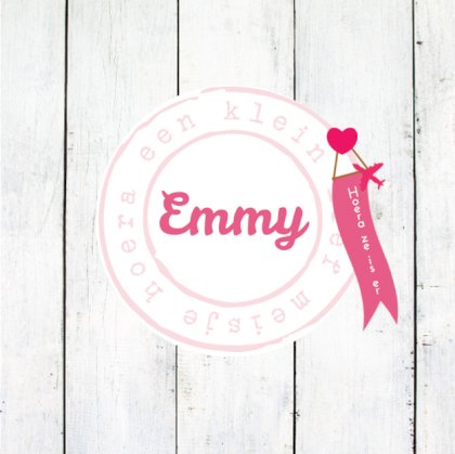 Gevouwen adoptiekaart "Stempel op hout roze"