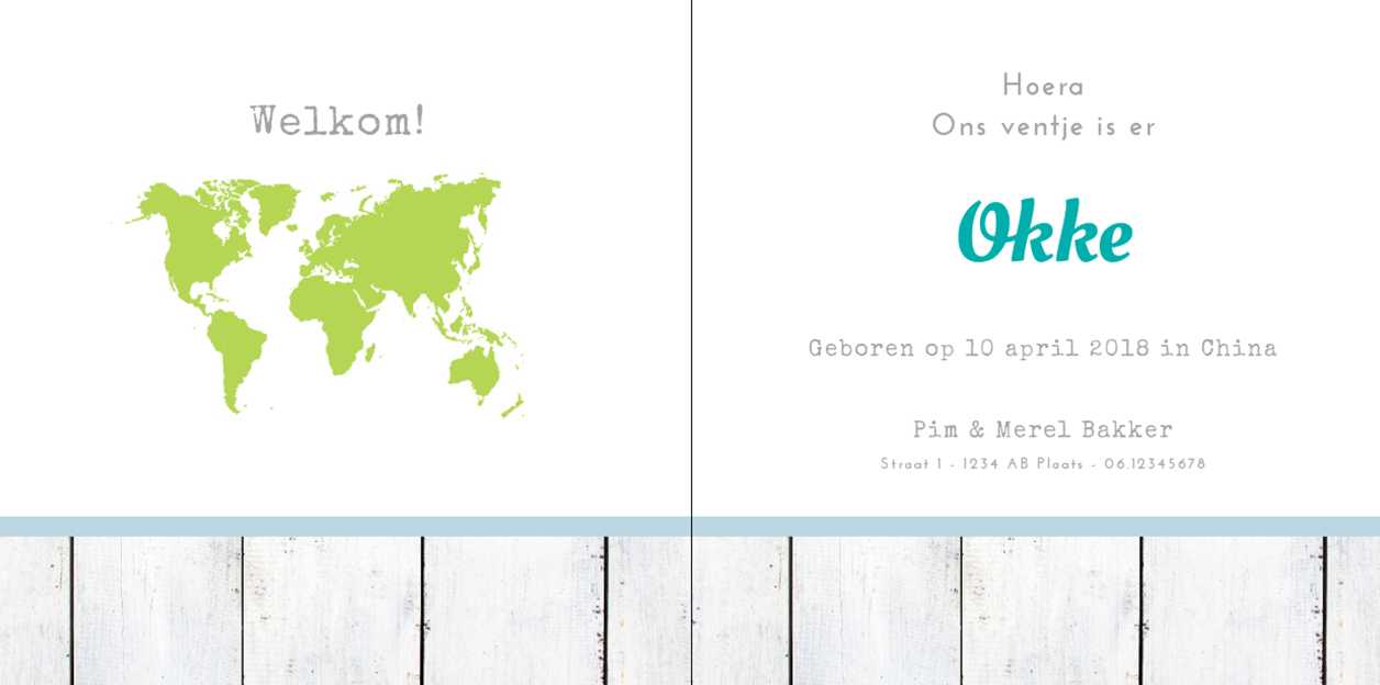 Gevouwen adoptiekaart "Stempel op hout blauw" Gevouwen adoptiekaart "Stempel op hout blauw"