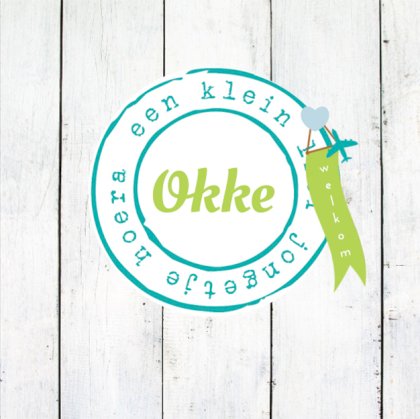 Gevouwen adoptiekaart "Stempel op hout blauw"