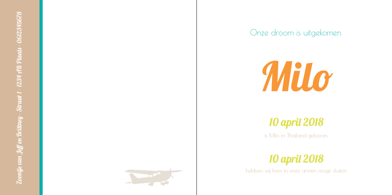 Gevouwen adoptiekaart "Vliegtuig blokjes jongen" Gevouwen adoptiekaart "Vliegtuig blokjes jongen"