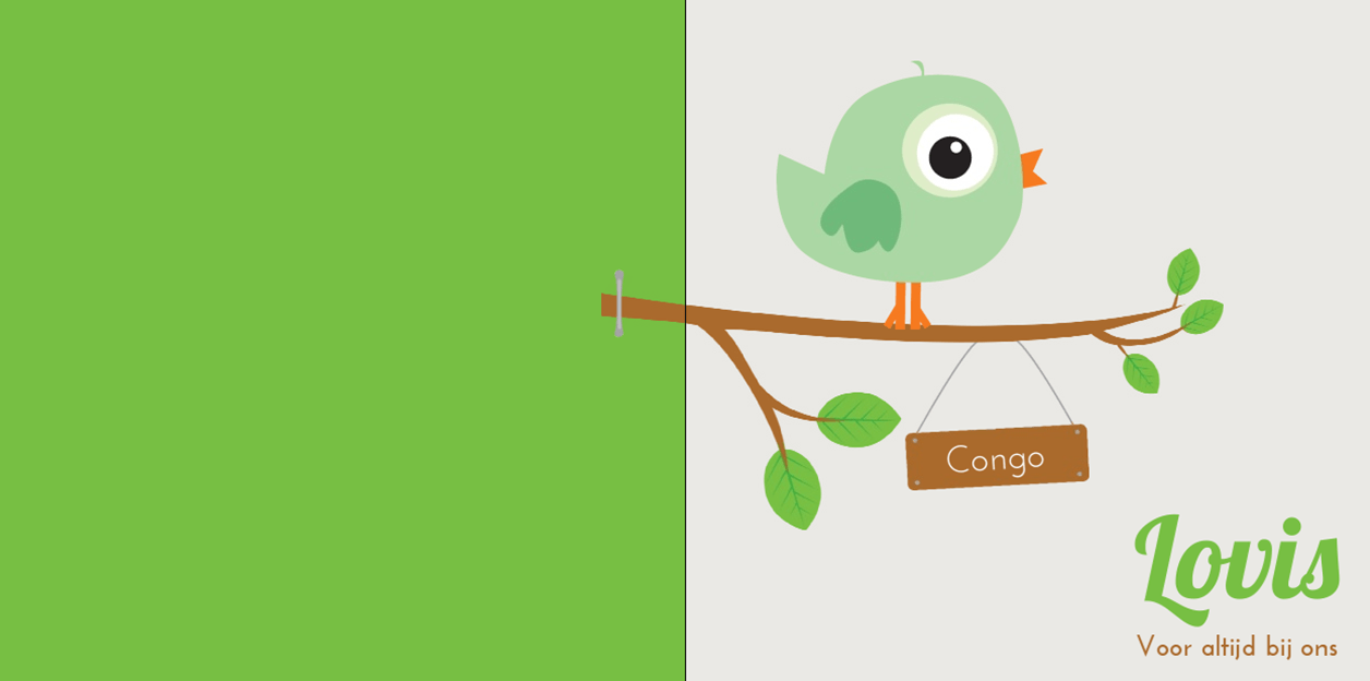 Gevouwen adoptiekaart "Groen vogeltje" Gevouwen adoptiekaart "Groen vogeltje"