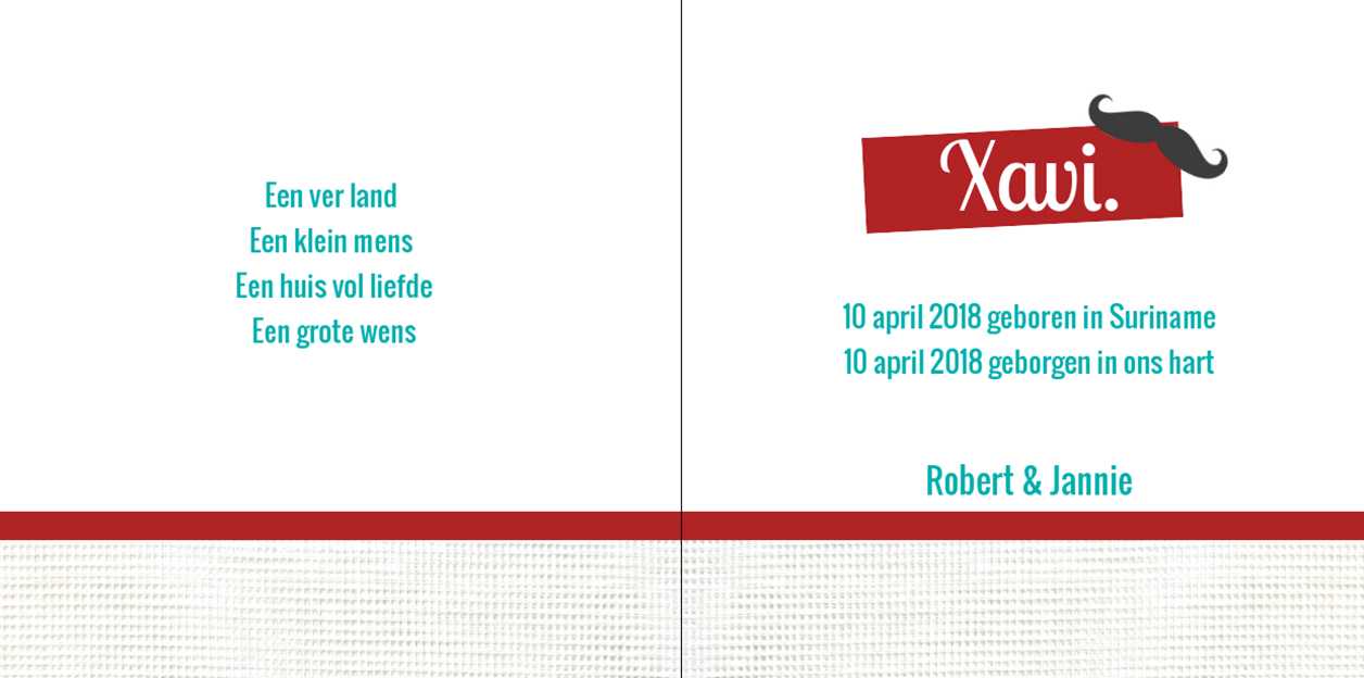 Gevouwen adoptiekaart "Ons wereld wonder" Gevouwen adoptiekaart "Ons wereld wonder"