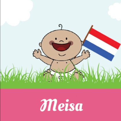 Gevouwen adoptiekaart "In het gras roze"