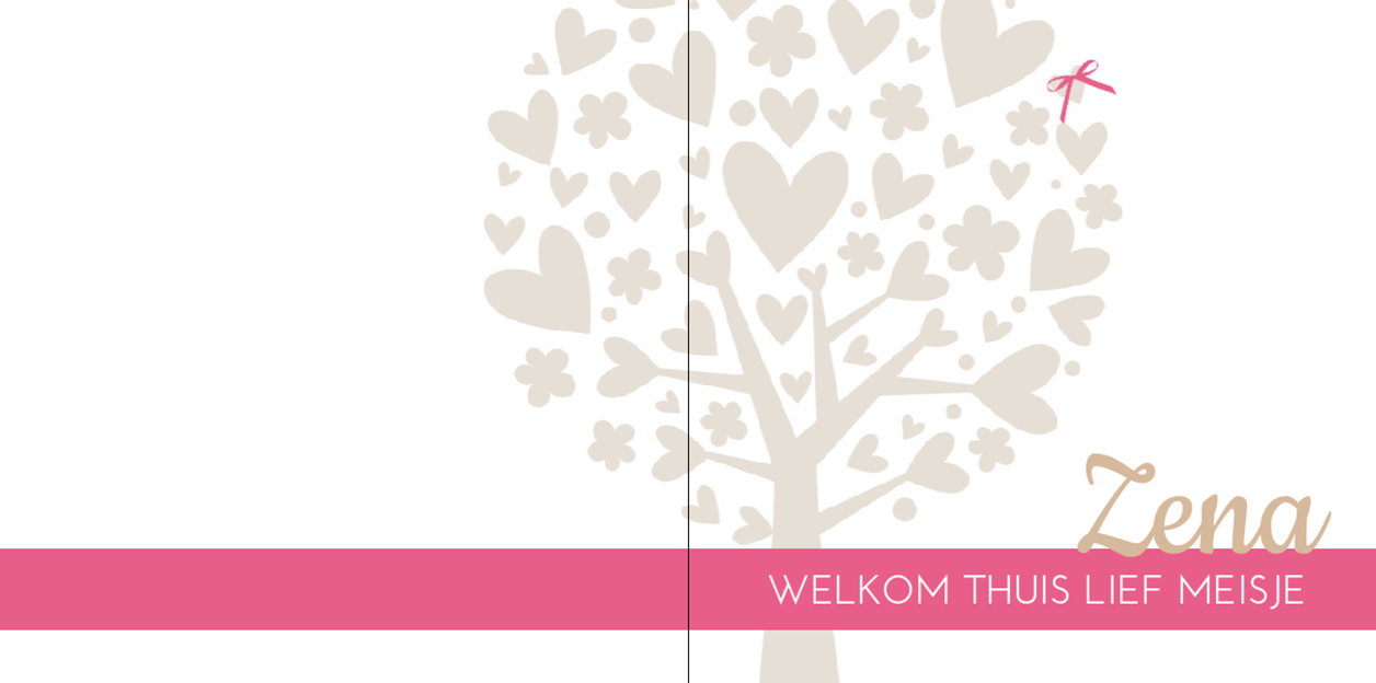 Gevouwen adoptiekaart "Hartjesboom" Gevouwen adoptiekaart "Hartjesboom"