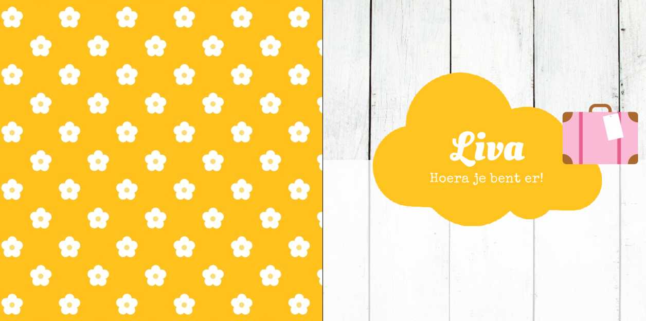 Gevouwen adoptiekaart "Geel wolkje" Gevouwen adoptiekaart "Geel wolkje"