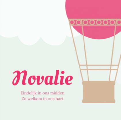 Gevouwen adoptiekaart "Roze luchtballon" Gevouwen adoptiekaart "Roze luchtballon"