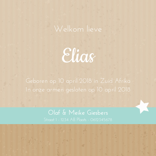 Adoptiekaartje "Wolkje met blauw hartje" Adoptiekaartje "Wolkje met blauw hartje"