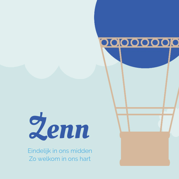 Gevouwen adoptiekaart "Blauwe luchtballon" Gevouwen adoptiekaart "Blauwe luchtballon"