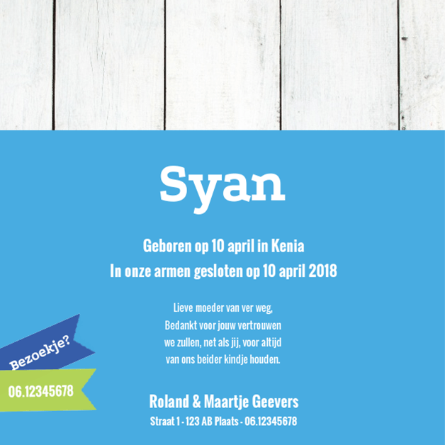 Adoptiekaartje "Stempel vliegtuig blauw" Adoptiekaartje "Stempel vliegtuig blauw"