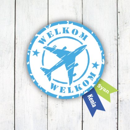 Adoptiekaartje "Stempel vliegtuig blauw" Adoptiekaartje "Stempel vliegtuig blauw"