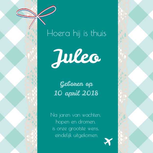 Adoptiekaartje "Groen geruit" Adoptiekaartje "Groen geruit"