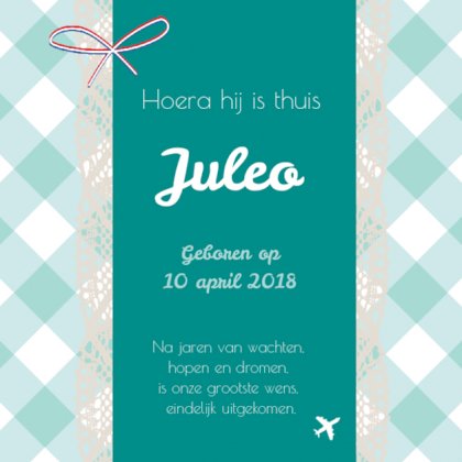 Adoptiekaartje "Groen geruit" Adoptiekaartje "Groen geruit"