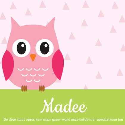 Adoptiekaartje "Uiltje roze"