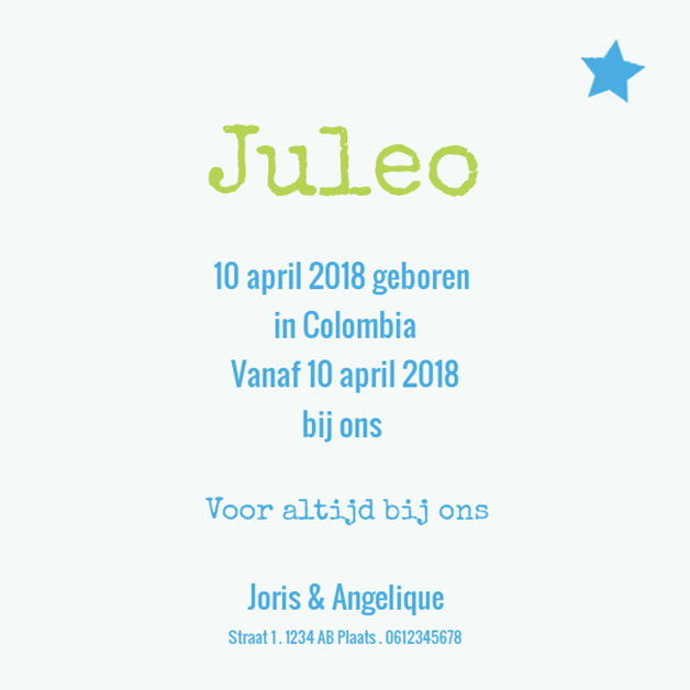 Adoptiekaartje "Baby hartjes blauw" Adoptiekaartje "Baby hartjes blauw"