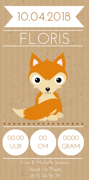 Kaartje "Vosje bruin" Kaartje "Vosje bruin"