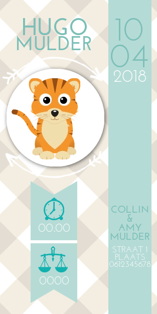 Kaartje "Tijger blauw" Kaartje "Tijger blauw"