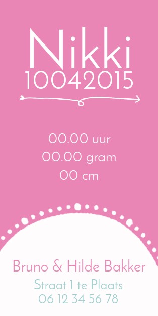 Kaartje "Vogeltje roze" Kaartje "Vogeltje roze"