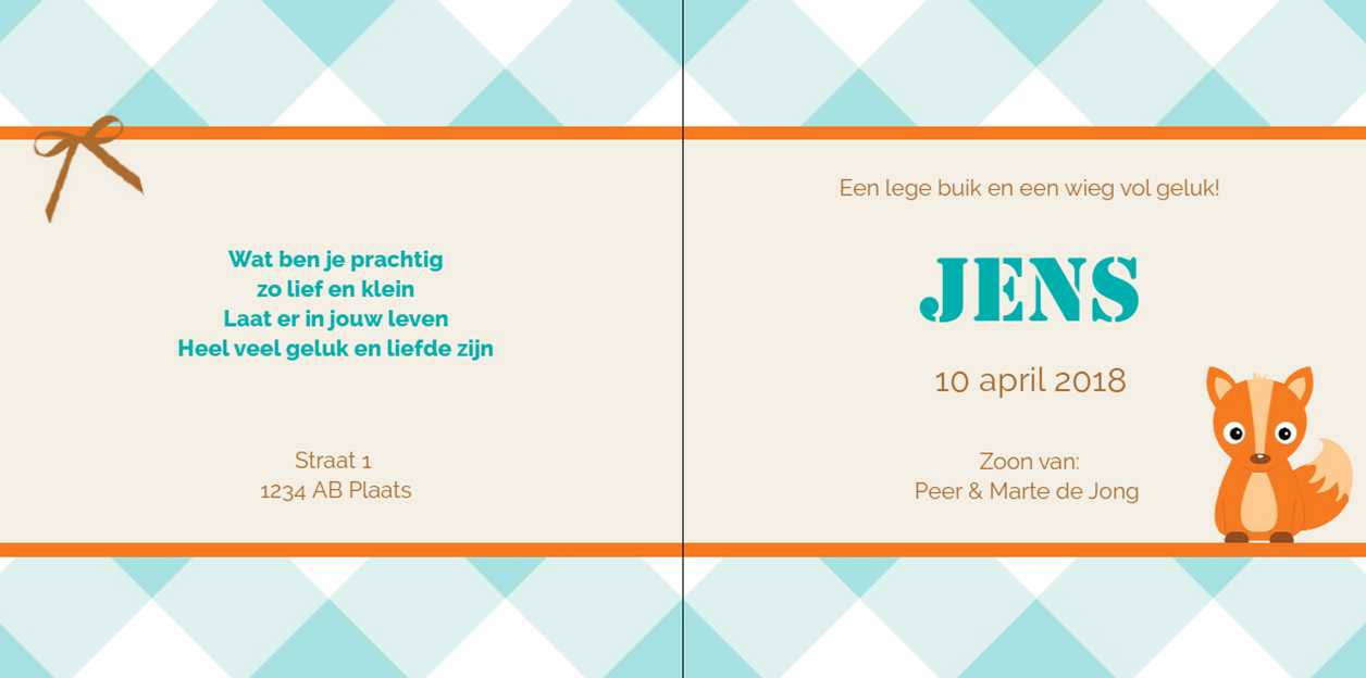 Gevouwen kaart "Vosje met groen ruit" Gevouwen kaart "Vosje met groen ruit"