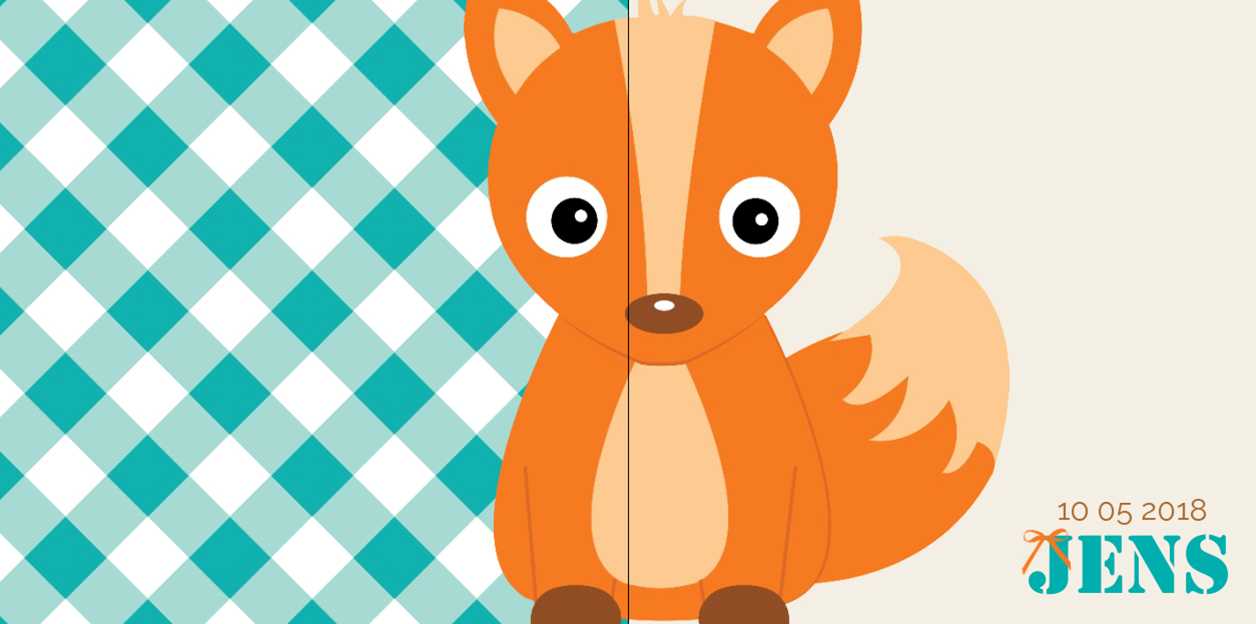 Gevouwen kaart "Vosje met groen ruit" Gevouwen kaart "Vosje met groen ruit"