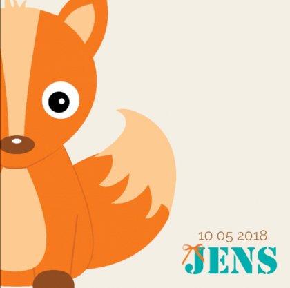 Gevouwen kaart "Vosje met groen ruit"