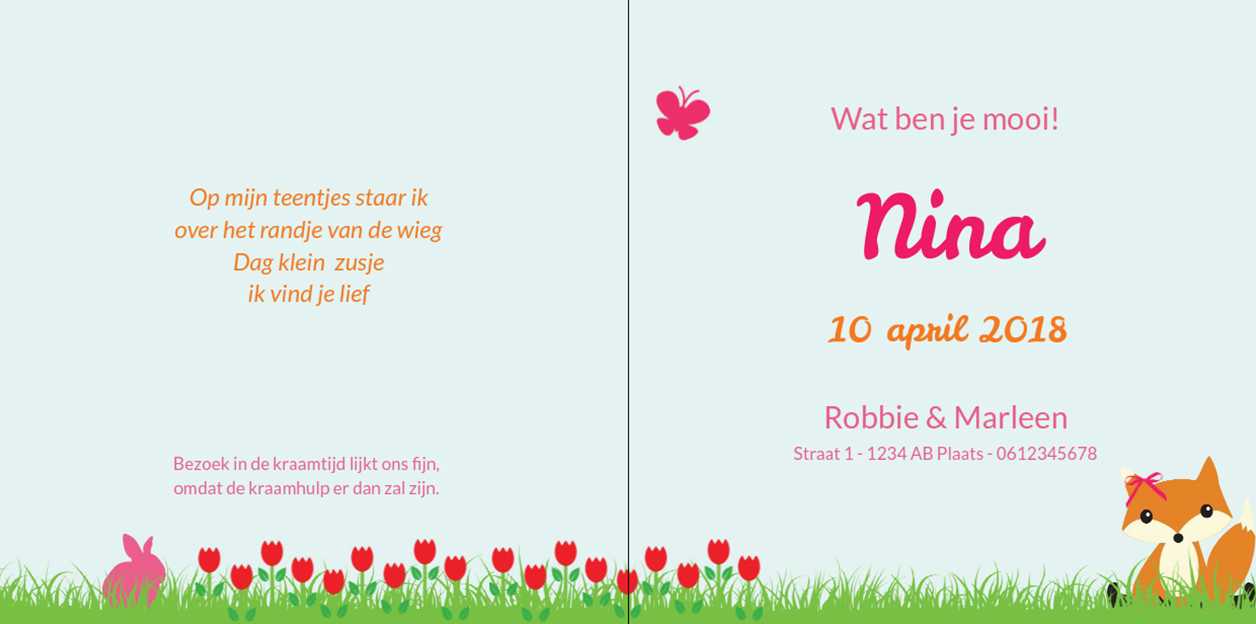 Gevouwen kaart "Vosje onder roze boom" Gevouwen kaart "Vosje onder roze boom"