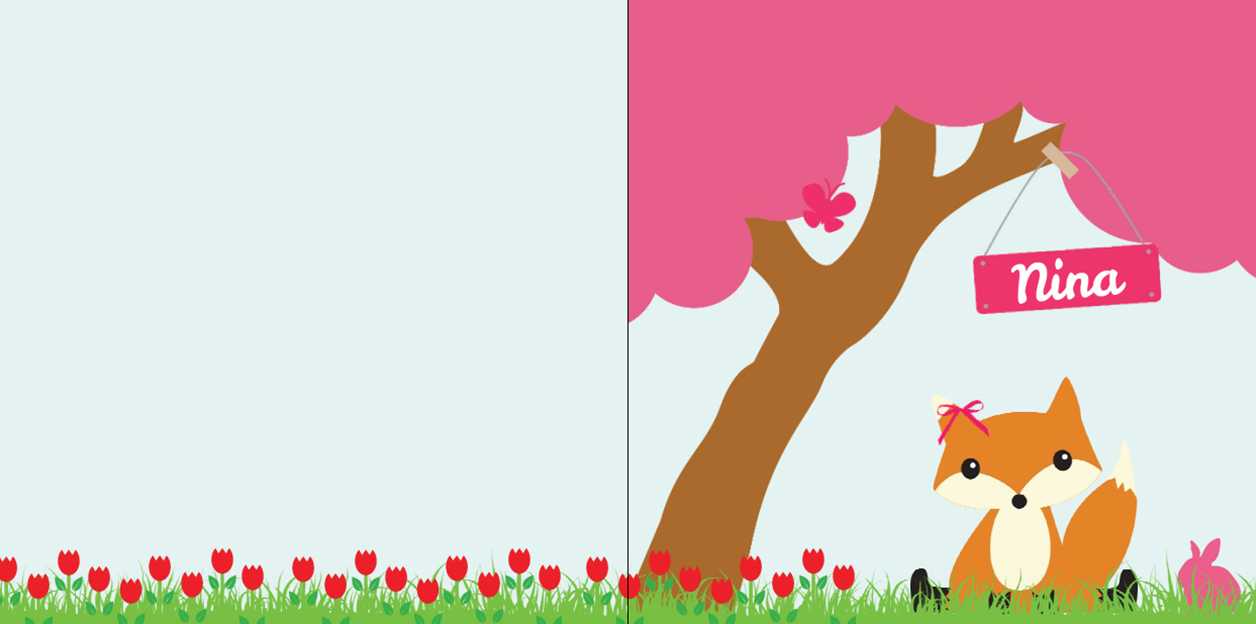 Gevouwen kaart "Vosje onder roze boom" Gevouwen kaart "Vosje onder roze boom"