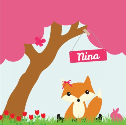 Gevouwen kaart "Vosje onder roze boom" Gevouwen kaart "Vosje onder roze boom"