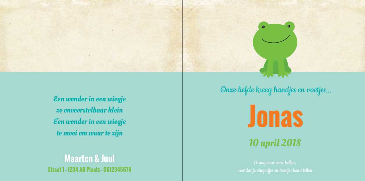 Gevouwen kaart "Kikker" Gevouwen kaart "Kikker"