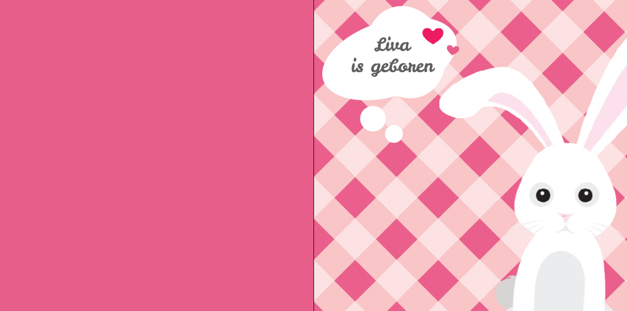 Gevouwen kaart "Konijntje met roze ruitjes" Gevouwen kaart "Konijntje met roze ruitjes"