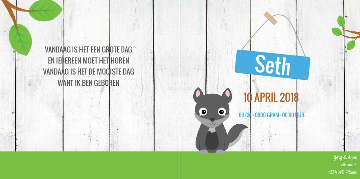 Gevouwen kaart "Wolfje" Gevouwen kaart "Wolfje"