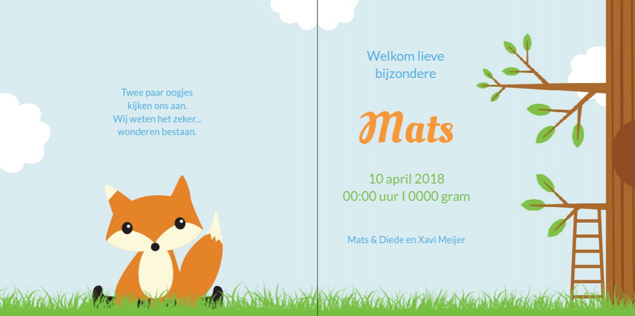 Gevouwen kaart "Vosje in het gras" Gevouwen kaart "Vosje in het gras"