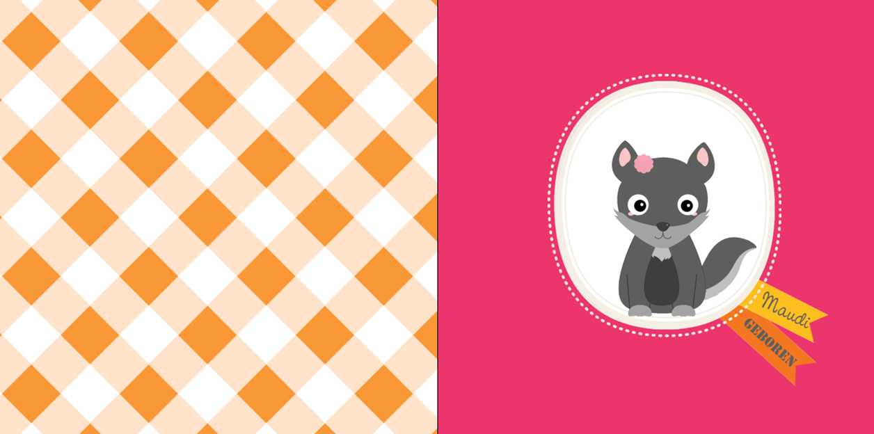 Gevouwen kaart "Wolfje roze" Gevouwen kaart "Wolfje roze"