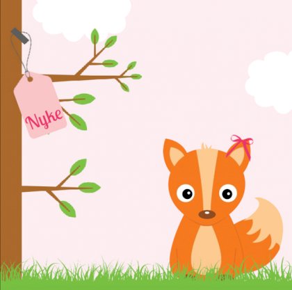 Gevouwen kaart "Vosje roze"